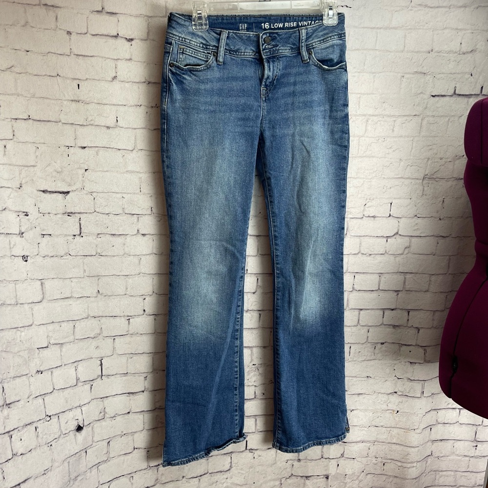Gap Teen size 16 low rise vintage boot cut jeans med-dark wash
